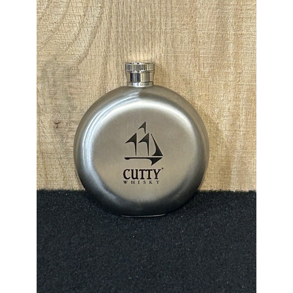 Cutty Whiskey 5 OZ Round Stainless Steel Screw Cap Flask Pocket Liquor B1